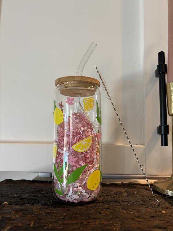 "Lemon Flower" Glass Cup