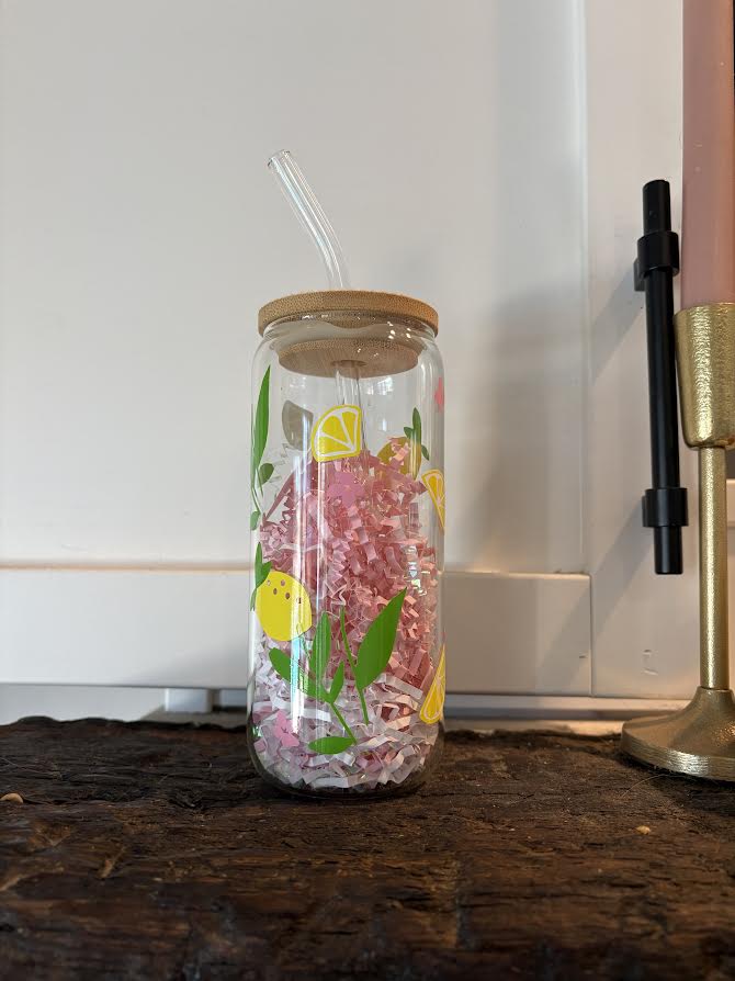 "Lemon Flower" Glass Cup