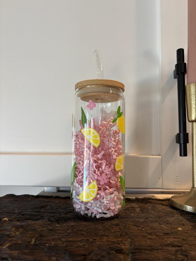 "Lemon Flower" Glass Cup