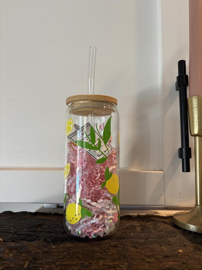 "Lemon Flower" Glass Cup