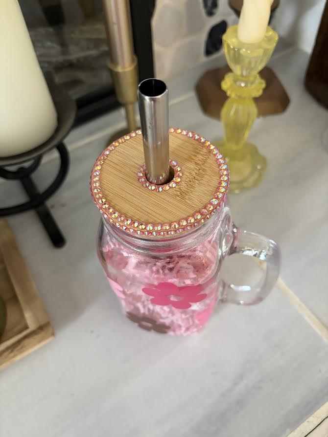 "Retro Flower" Mason Jar Cup