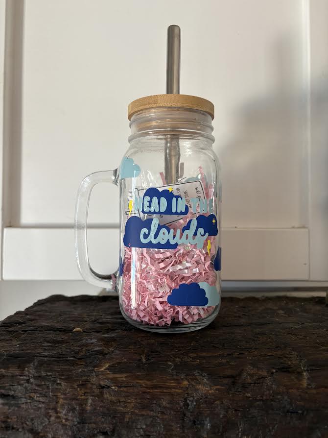 "Head in the Clouds" Mason Jar Cup